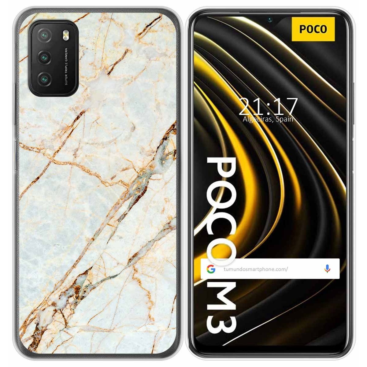 Tumundosmartphone Funda Gel Tpu para Xiaomi POCO M3 / Redmi 9T diseño Mármol 13 Dibujos