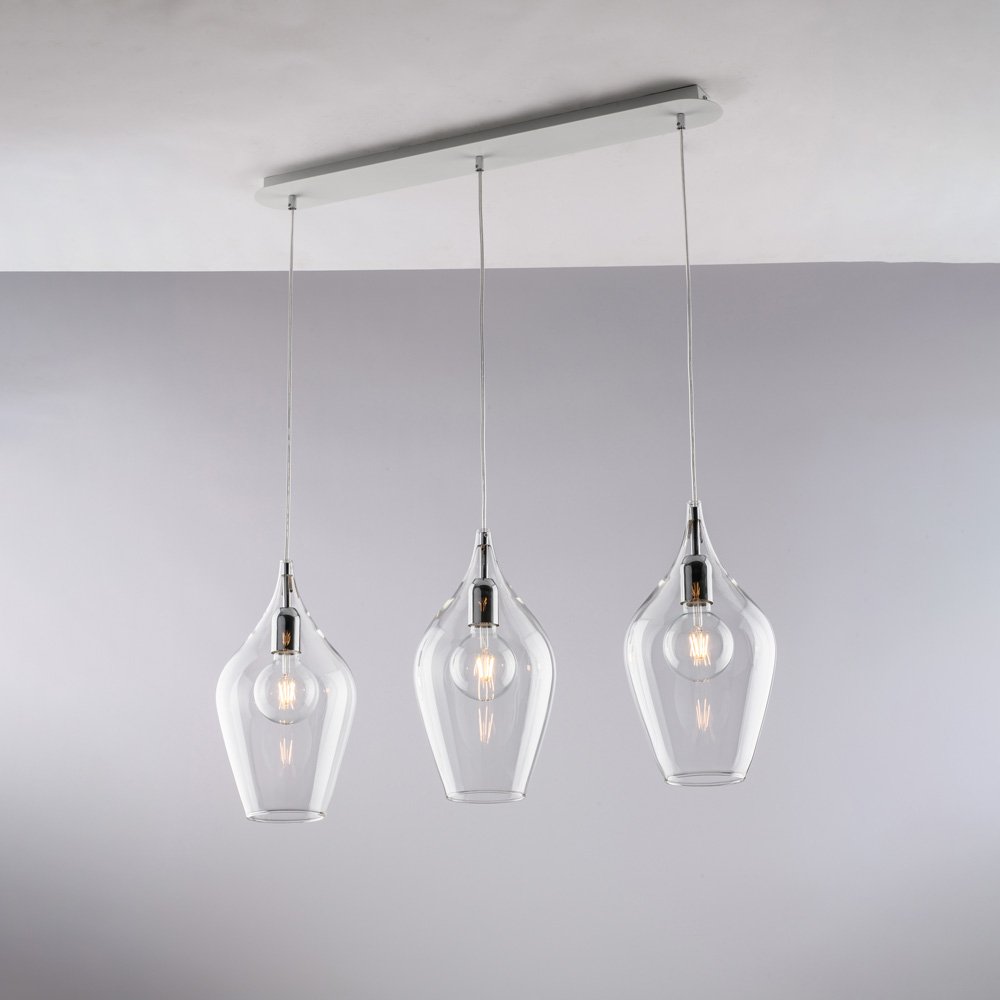 Araña Contemporánea transparente de 3 Luces E27 Ares