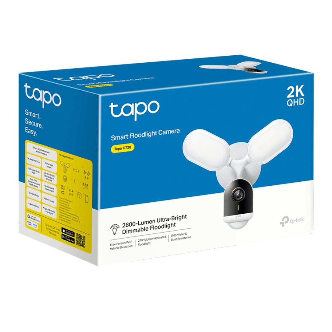 Tp-Link Tapo C720 2K Cámara de Vigilancia Proyector Inteligente 2800LM Activado por Movimiento con IA