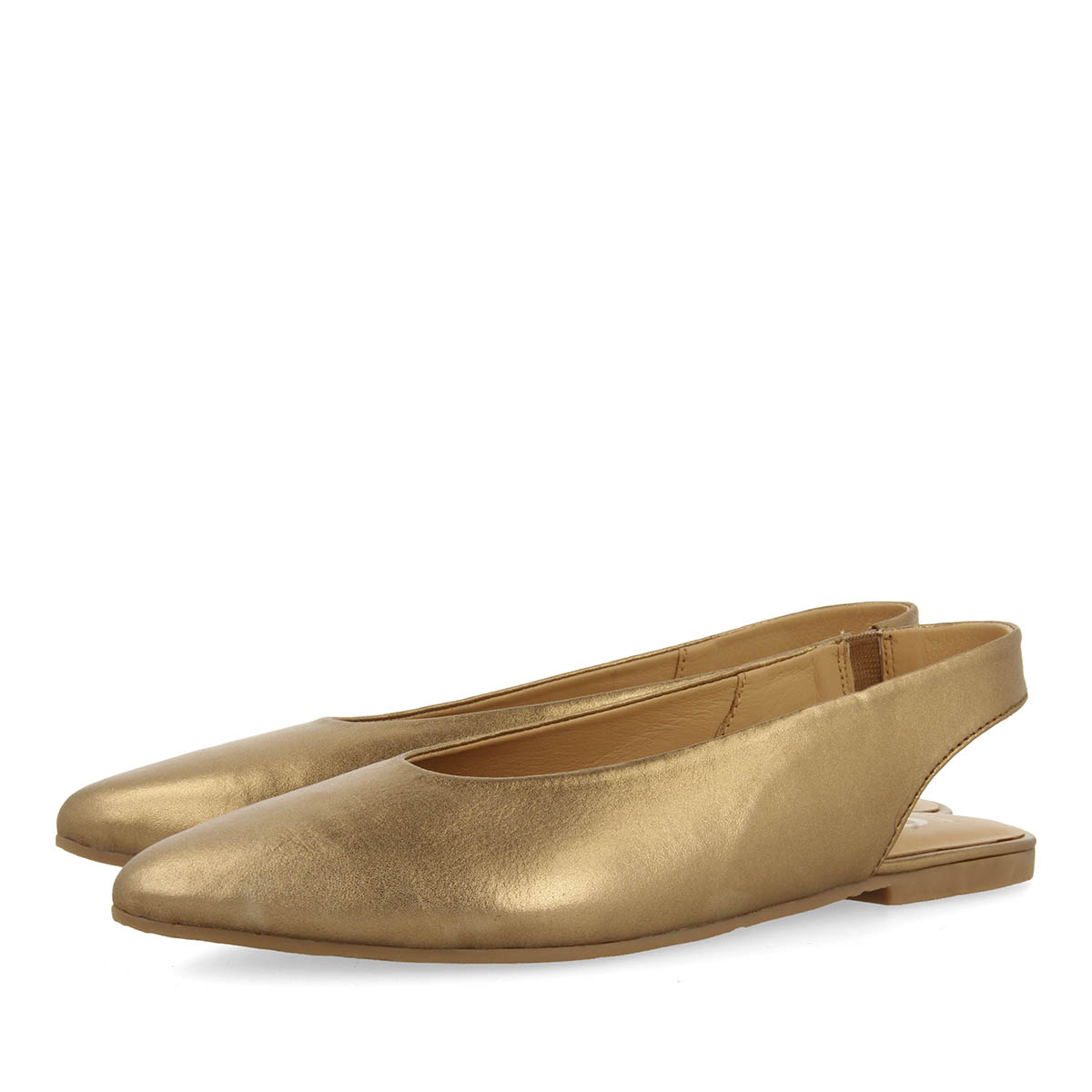 Gioseppo - Bailarinas Destalonadas de Piel Color Bronce para Mujer - Elástico Trasero - Piso Flexible
