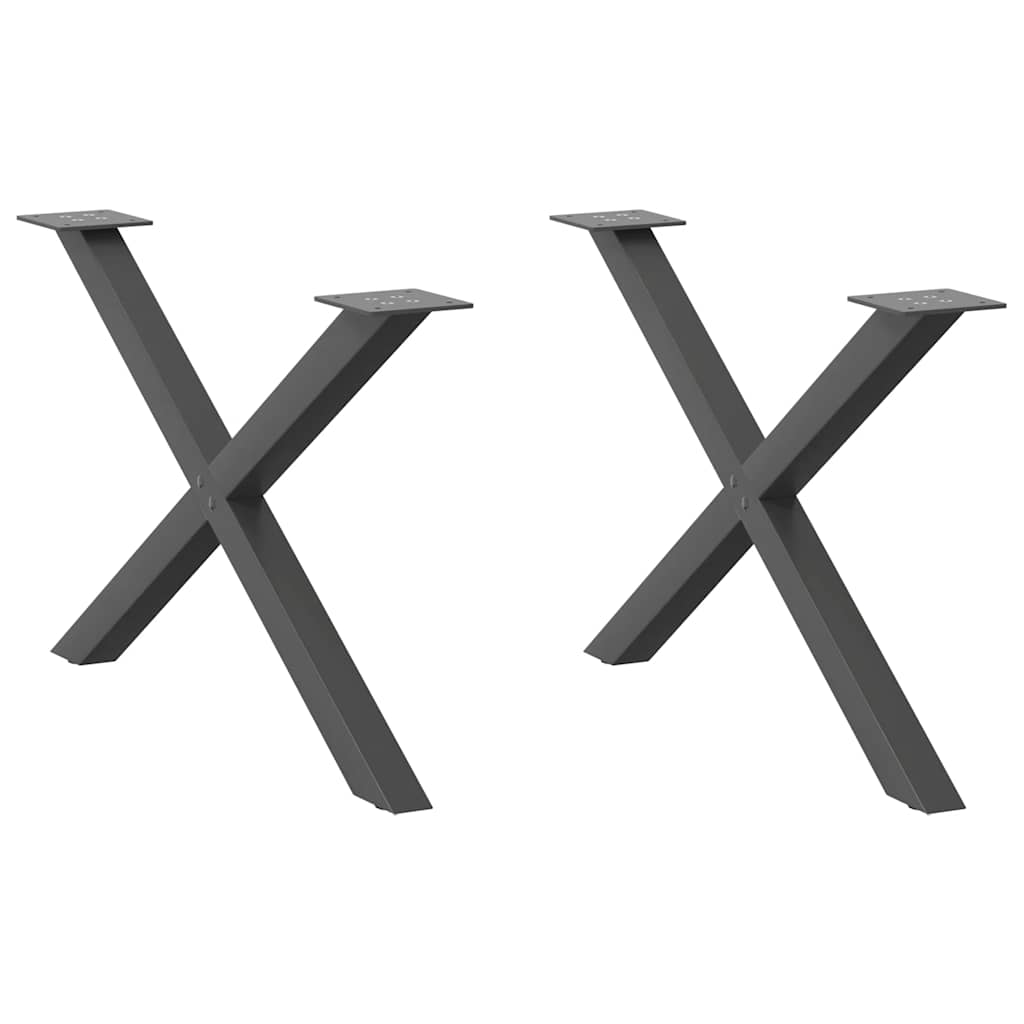 vidaXL Patas para mesa de centro en forma de X (2 unidades) 70 x (42-43) cm, acero