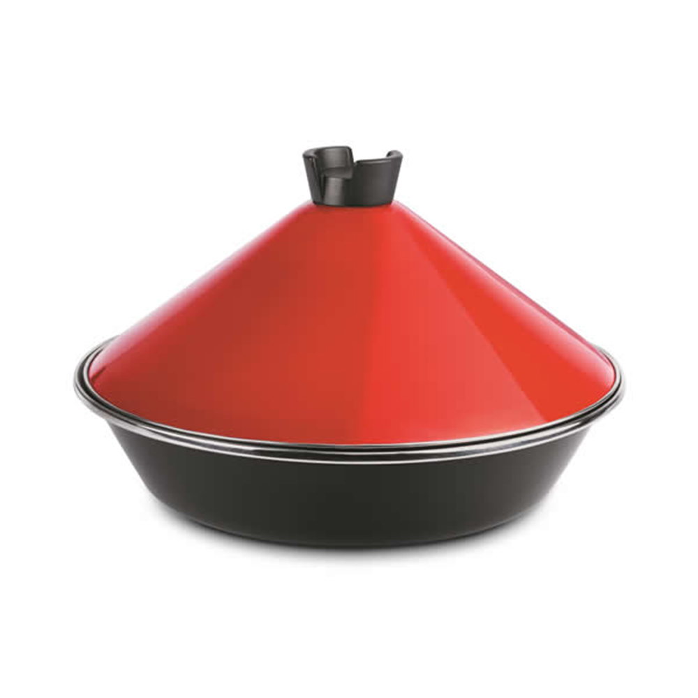 Tajine Hierro Fundido Antiadherente 28 cm, Inducción, Olla Tajín Marroquí  Tapa Cónica Cerámica, Berlinger Haus, Negro, , Granit Diamond