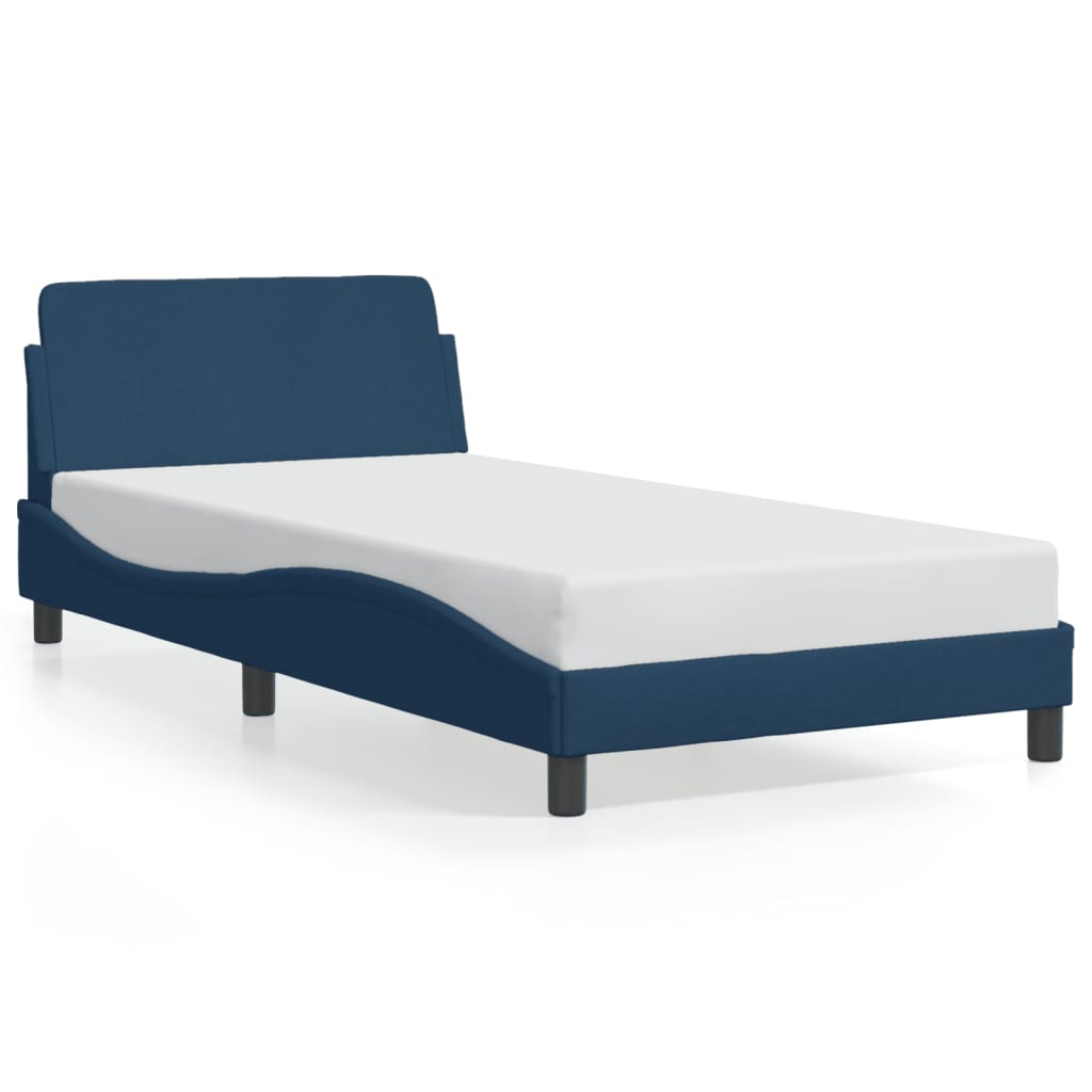 vidaXL Estructura de cama con cabecero Dover tela azul 100x200cm