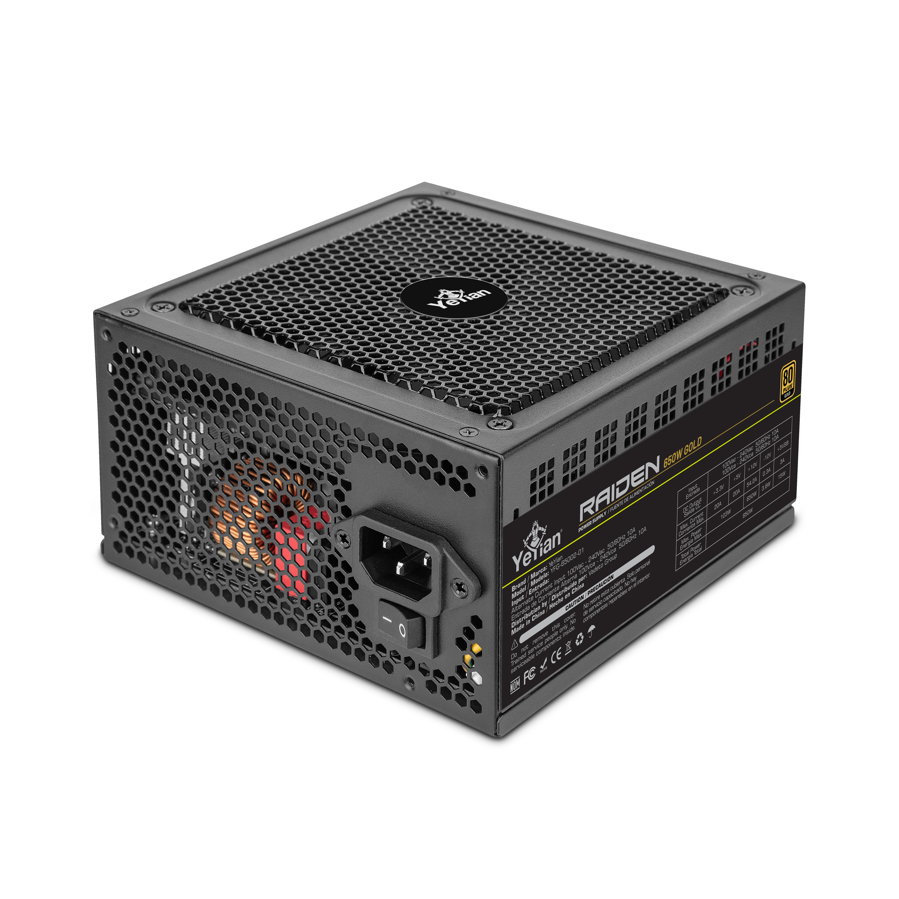 Fuente de alimentacion Yeyian Raiden 80+ Gold, 650W - ATX 2.0 Semi-modular