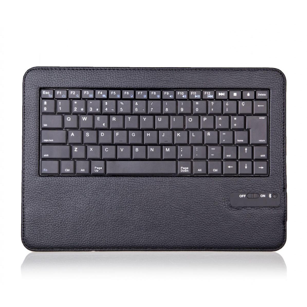Phoenix - Funda universal con teclado Bluetooth PHKEYBTCASE7-8 para tablet de 8 pulgadas, protección polipiel negro y soporte integrado para vídeos y presentaciones