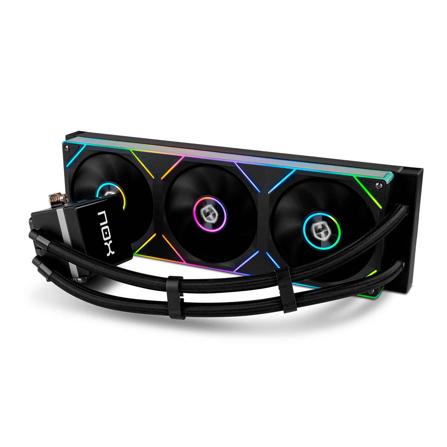 NOX XTREME PRODUCTS Hummer M-360 LCD - Kit refrigeración líquida con pantalla LCD, tres ventiladores de 120 mm con PWM, iluminación ARGB, alto rendimiento térmico, compatible con Intel y AMD, Negro