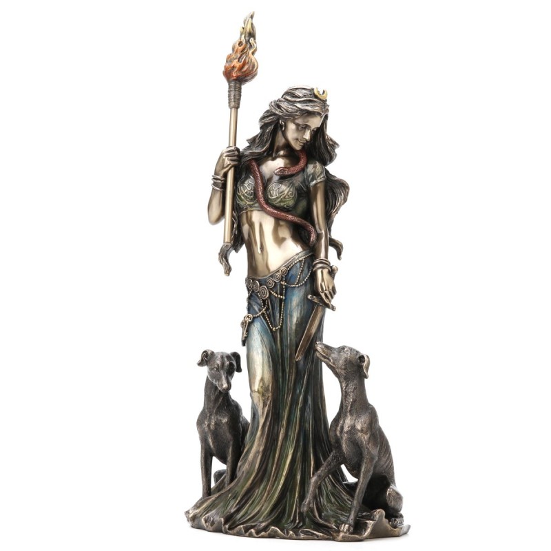 SIGNES GRIMALT Figura Diosa Griega Hecate Gris Resina 33x12x15cm Bronce Decoración Original