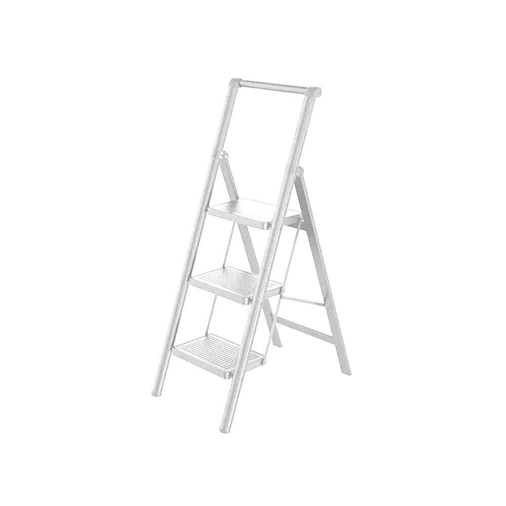 Escalera CYNTHIA - Escalera domestica de Aluminio con Mango. 3 peldaños (Blanco)