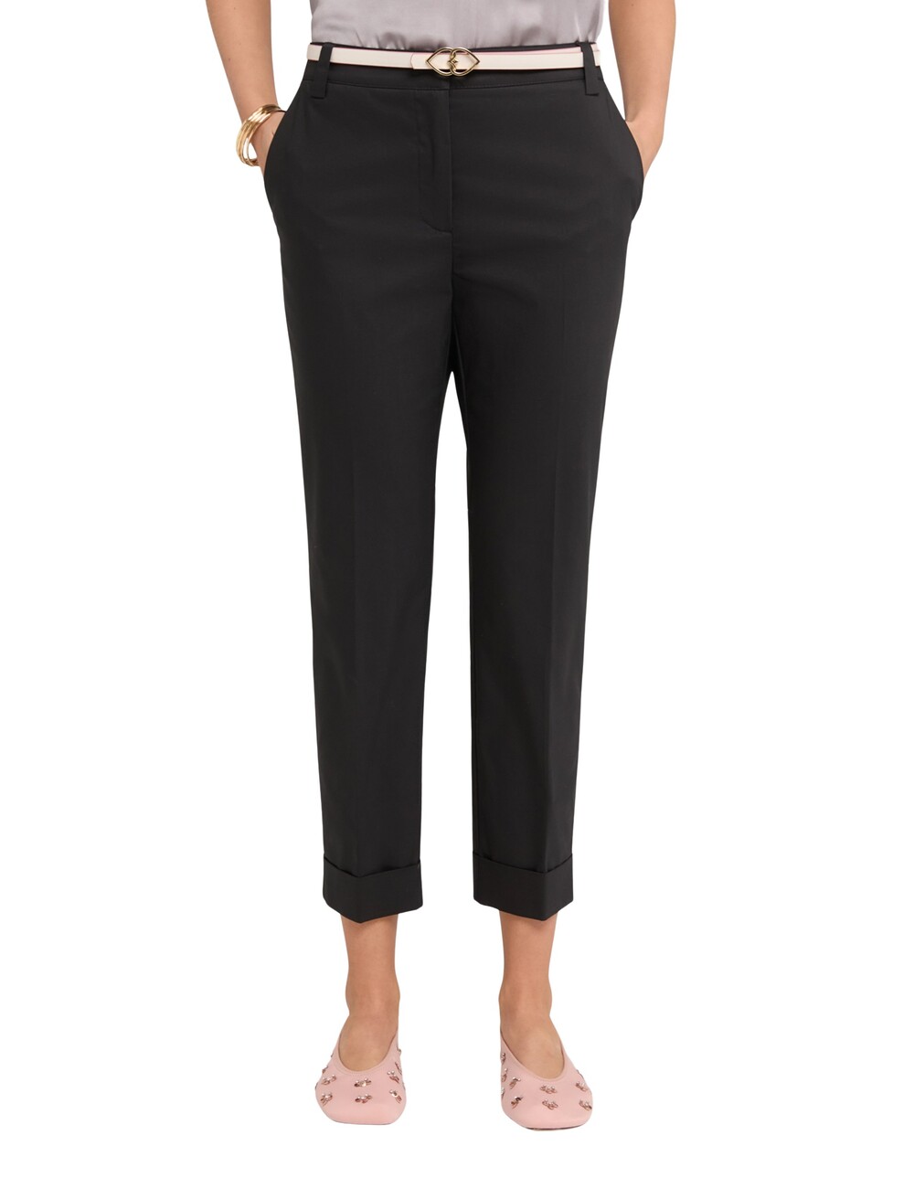Motivi - Pantalones cropped de mezcla de algodón