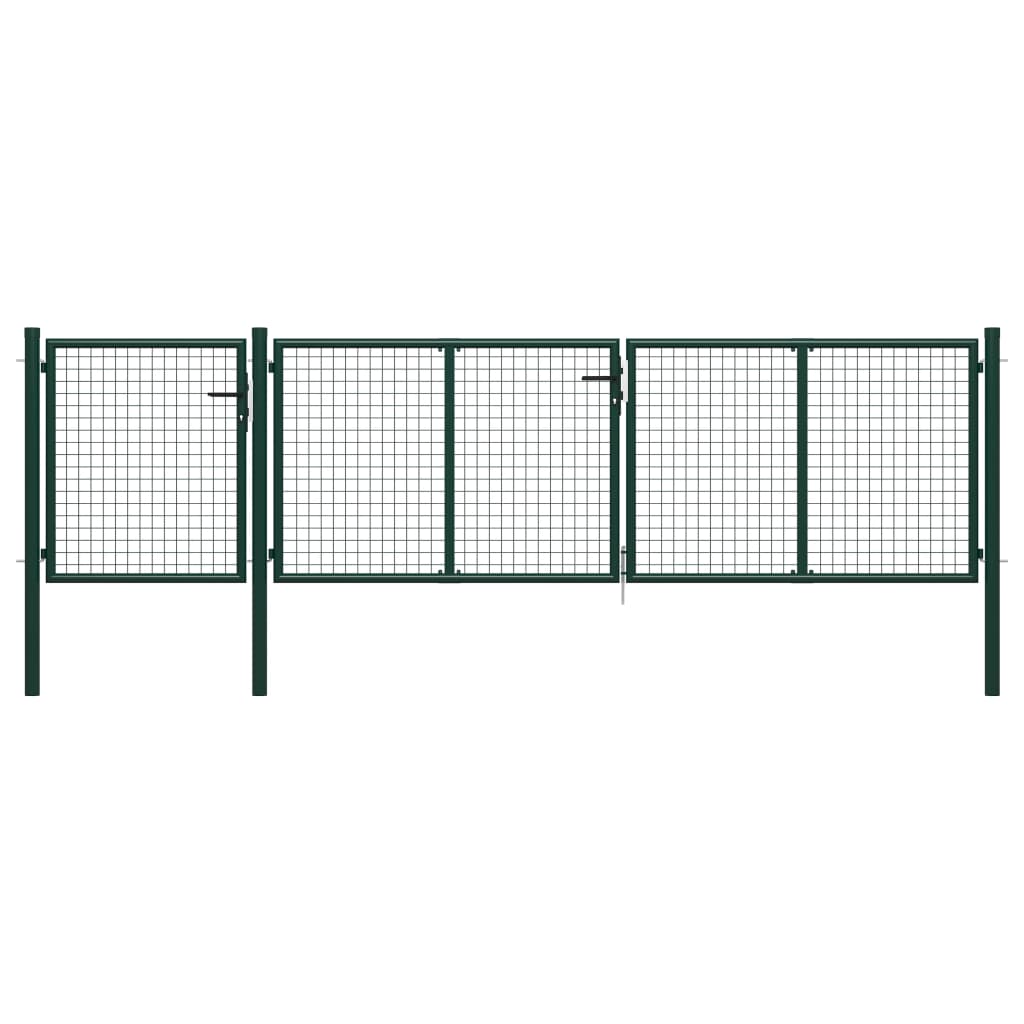 vidaXL Puerta de Jardín Acero Plateada 400x100cm Cercado Exterior Jardín Patio Color Plateado,  Verde, y mas