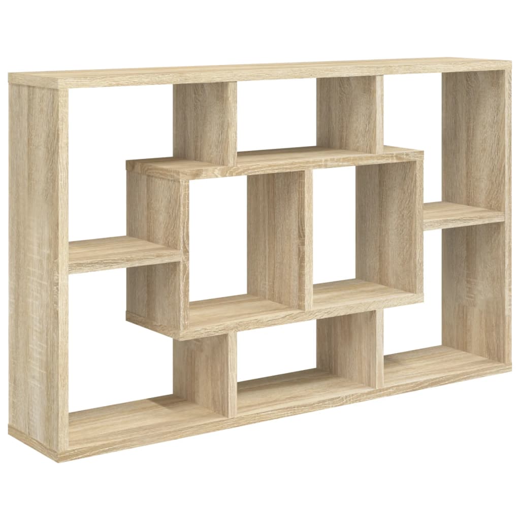 vidaXL Estantería pared madera ingeniería 85x16x52,5 cm Blanco, Negro, Roble Sonoma Mueble Almacenaje Estantería para Oficina, Estudio, Dormitorio Estantería/Librería/ mueble de Almacenamiento
