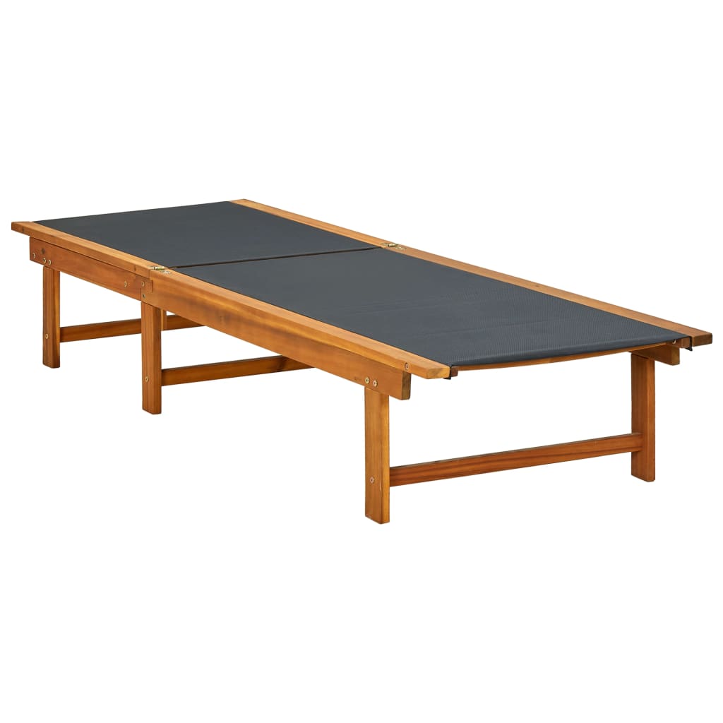 Vidaxl Tumbona de Madera Acacia y Textileno Negro