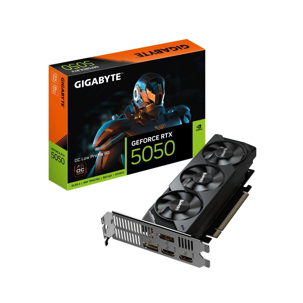 Gigabyte - Tarjeta gráfica RTX 5050 8GB GDDR6 con arquitectura NVIDIA Blackwell, frecuencia de núcleo 2587 MHz y refrigeración de tres ventiladores para gaming y creación de contenido