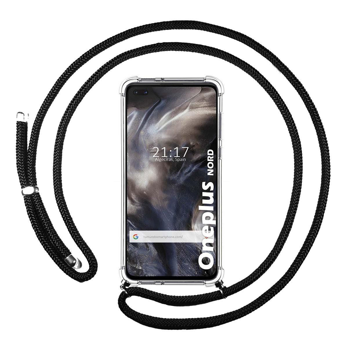 Tumundosmartphone Funda Colgante Transparente para OnePlus Nord con Cordon Negro