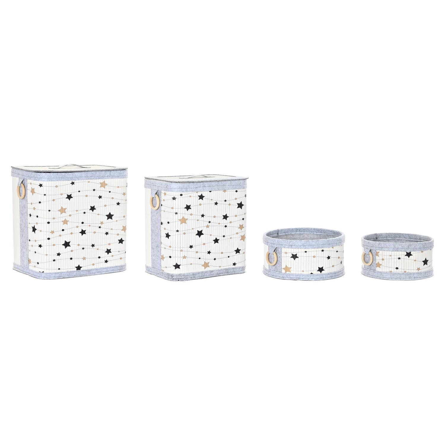 CESTA ROPA SET 4 BAMBU FIELTRO 41X31X42 ESTRELLAS DC195688 - EL MEJOR COMPLEMENTO PARA TU HOGAR FIJALO