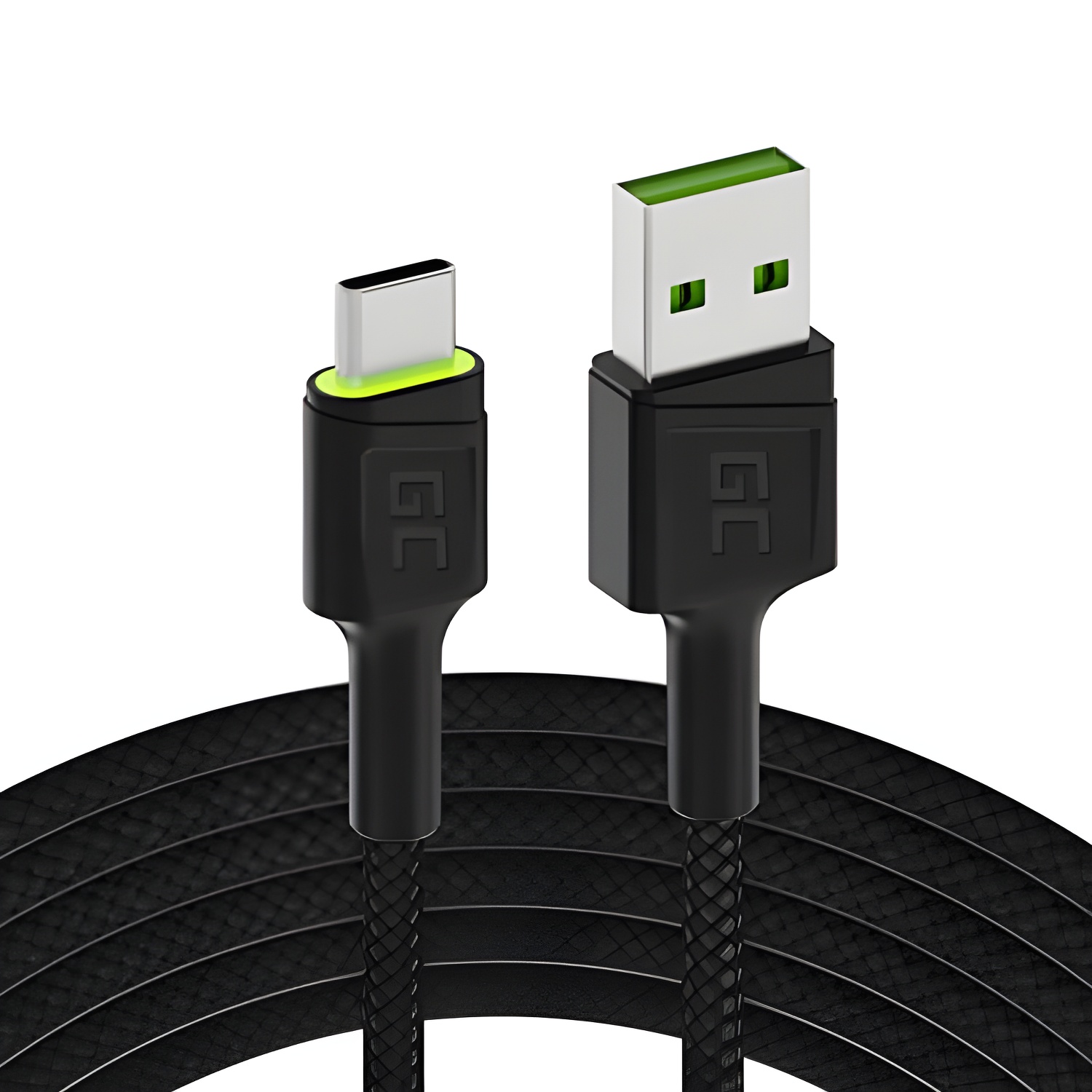 Green Cell GC Ray LED | Cable USB C 1,2m Nylon Cargador para Samsung Galaxy y Huawei Honor P40