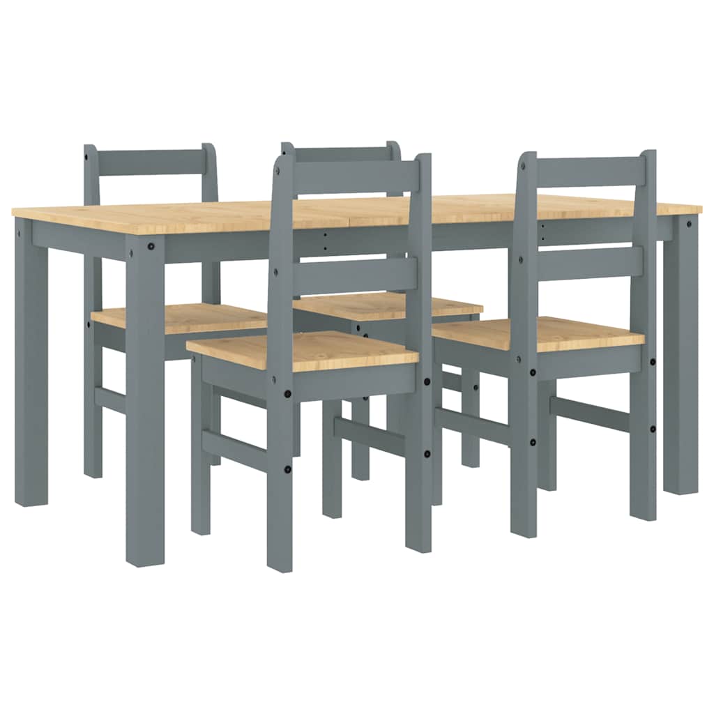 vidaXL Juego de comedor Panama 5 pzas madera maciza de pino gris