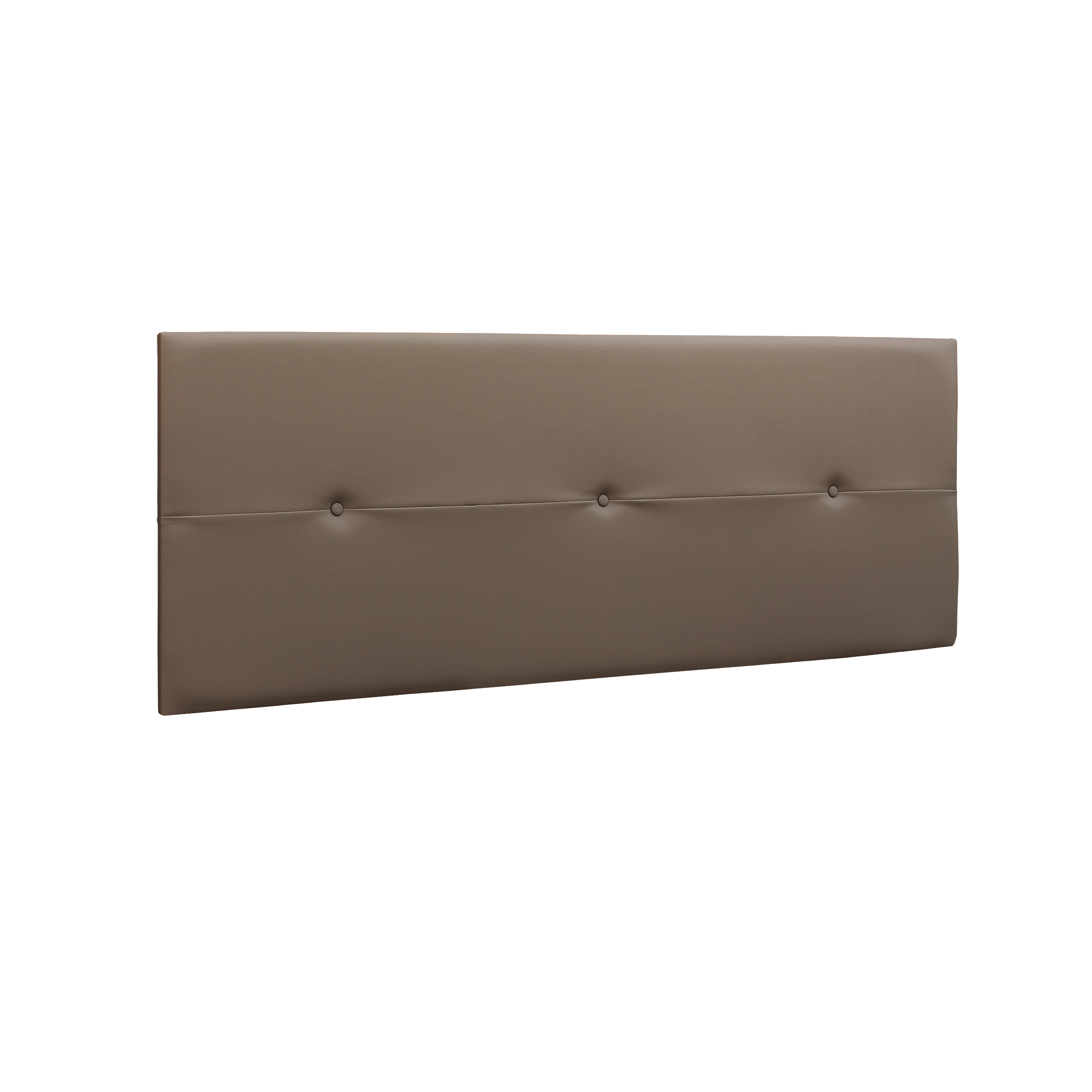 Cabezal acolchado tapizado en polipiel color chocolate. Con 3 botones  (Ancho 160 cm/Alto 55 cm/Fondo 4 cm)