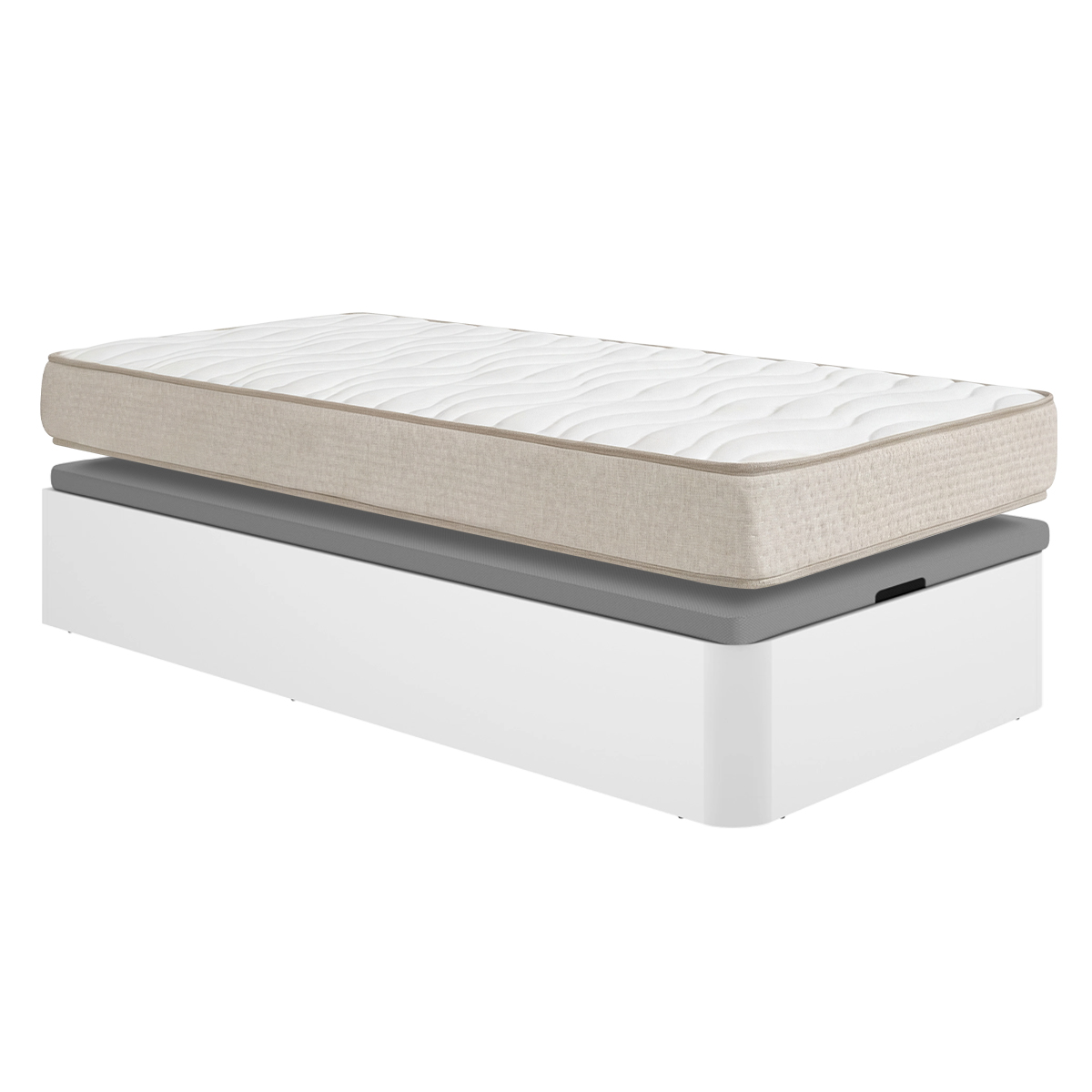 Pack ahorro juvenil Canapé abatible Round con Colchón viscoelástico Nova Plus 90 x 190 cm| Montaje Incluido (Solo canapé)