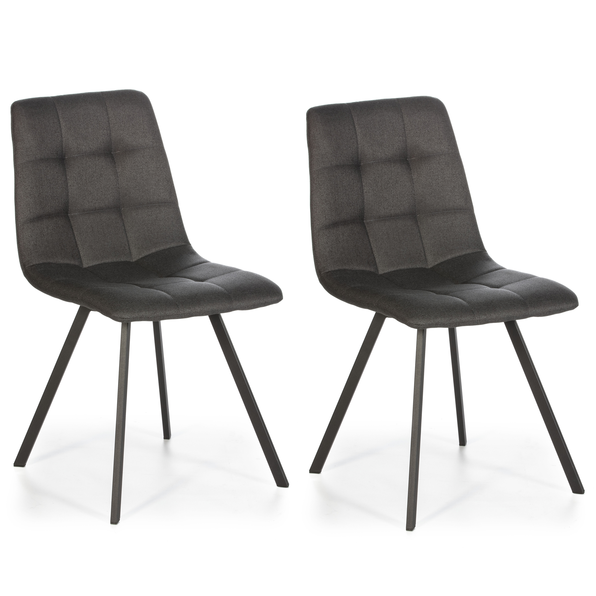 VS Venta-Stock Pack 2 Sillas Mila Gris Oscuro Tapizadas en Tela con Patas Metálicas Negras