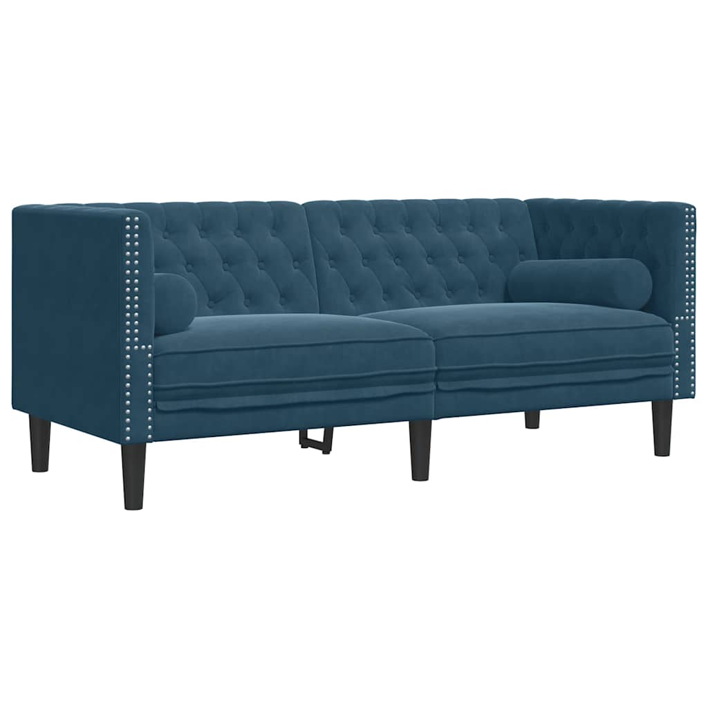 vidaXL Sofá Chesterfield 2 plazas con cojines terciopelo azul