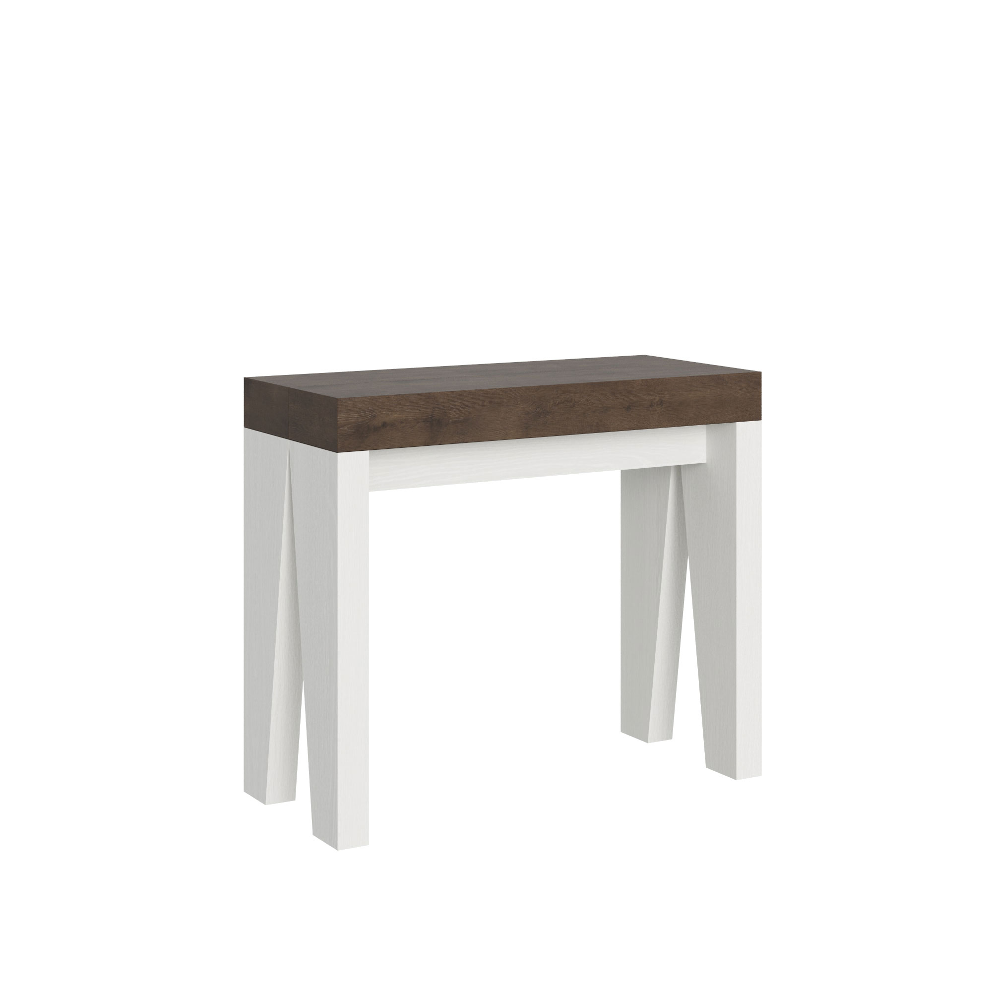 Consola extensible 90x40/196 cm Naxy Mix Small Tapa nogal - Estructura fresno blanco - Itamoby