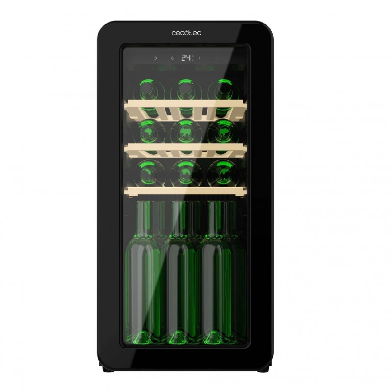 Cecotec Vinoteca 18 Botellas Retro Bolero Grandsommelier Origin 18 Hit Black. Acabado En Negro Con Control Led, Temp. 5-20ºC