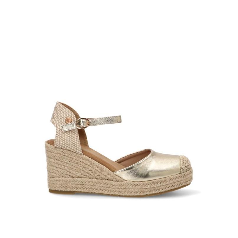 Esparteña Valenciana Alpargata Buonarotti - Mujer - Cuña Alta - Modelo Cf-3036b - Color Oro