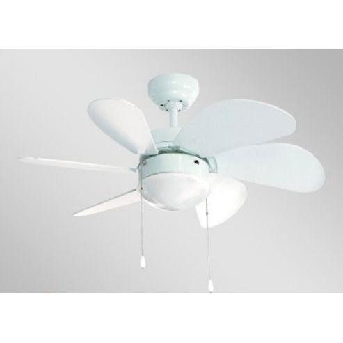 Ventilador De techo FM VT-90 B | 80,0 cm, 40 W, Blanco, Palas reversibles, Fácil montaje, Giro invertido, Luz integrada, Con luz