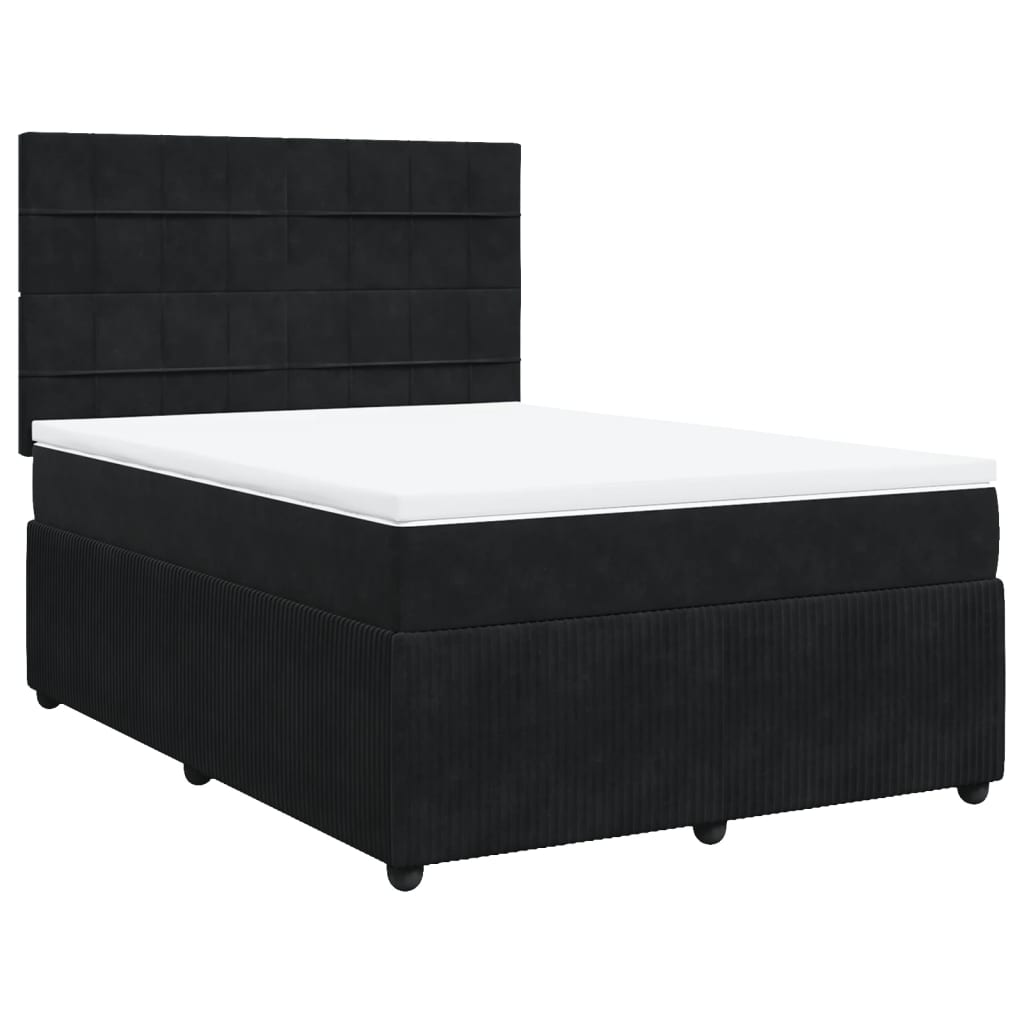 vidaXL Cama box spring con colchón terciopelo negro 160x200 cm