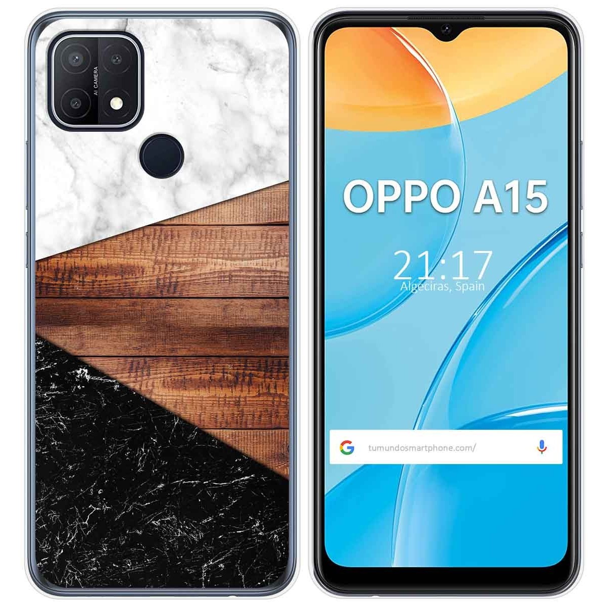 Tumundosmartphone Funda Gel Tpu para Oppo A15 diseño Mármol 11 Dibujos