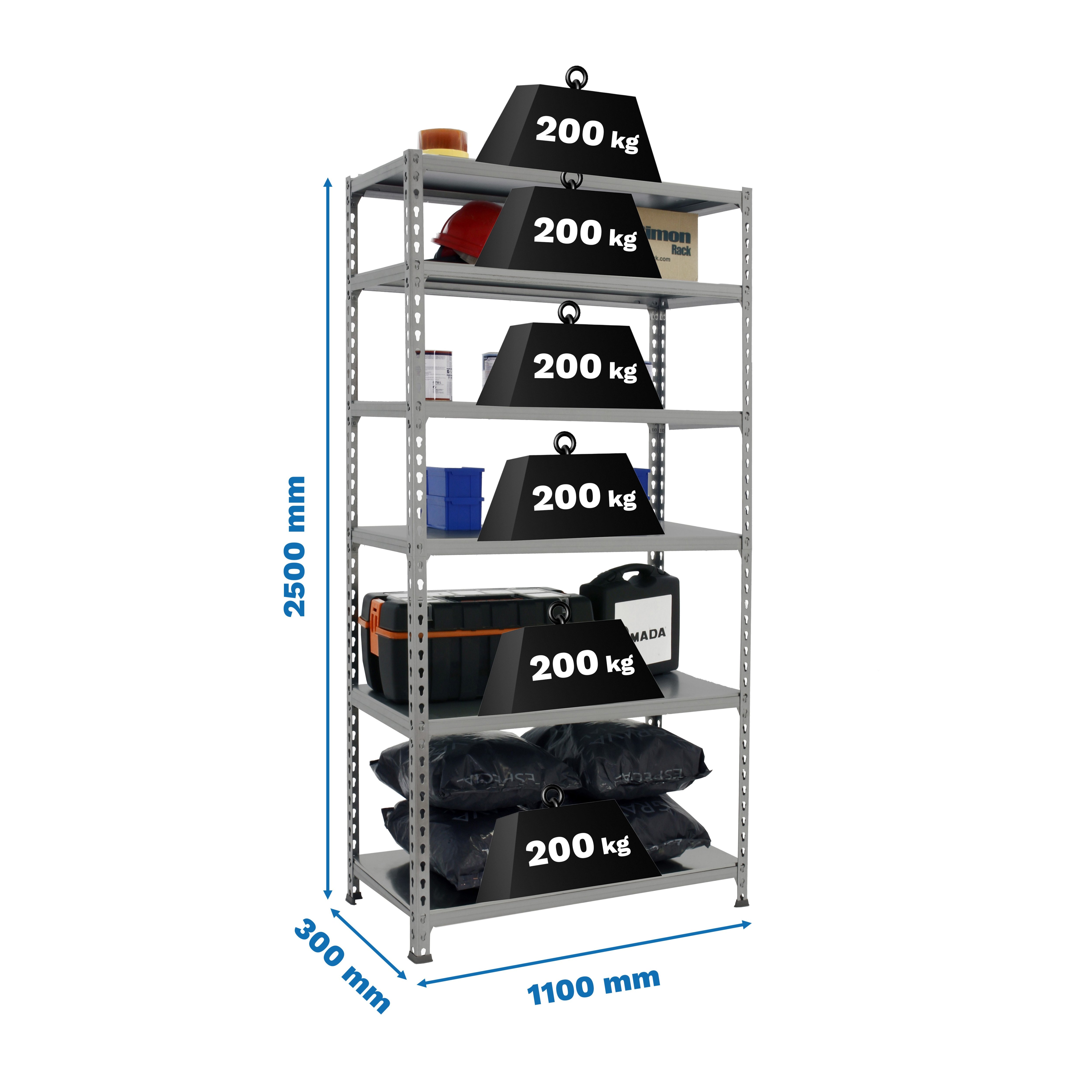 Estantería SIMONRACK Simonclick superplus 6/300 gris/gris