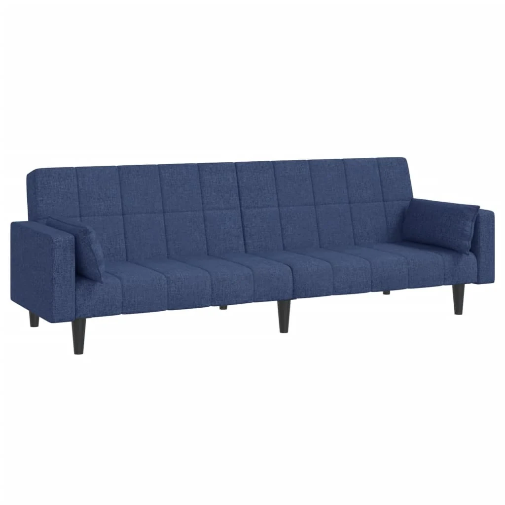 Sofá cama de 2 plazas con dos almohadas tela azul 220 x 84,5 x 69 cm (largo x ancho x alto)