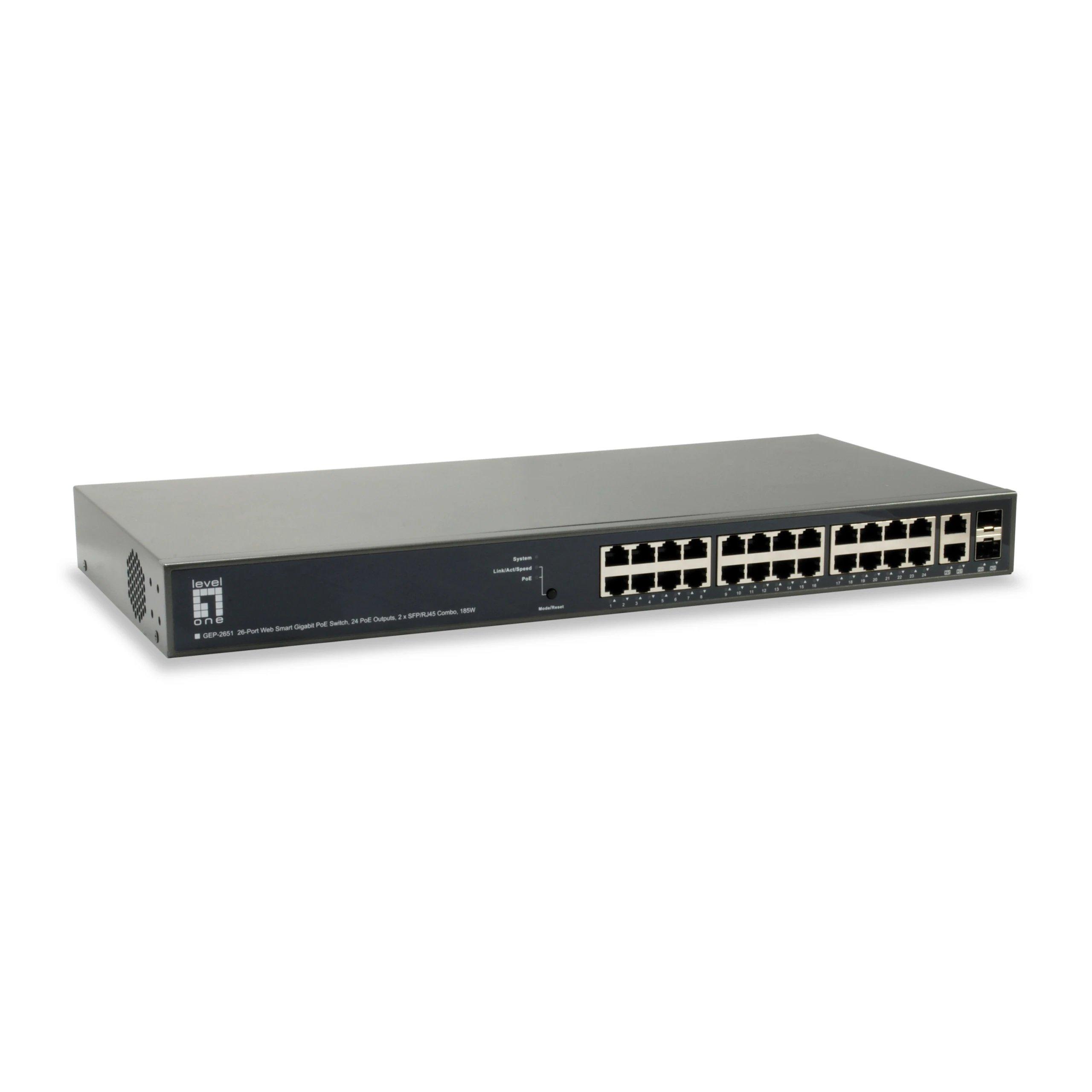 HUB Switch puertos 26 puertos LevelOne GEP-2651  | 24, Gris