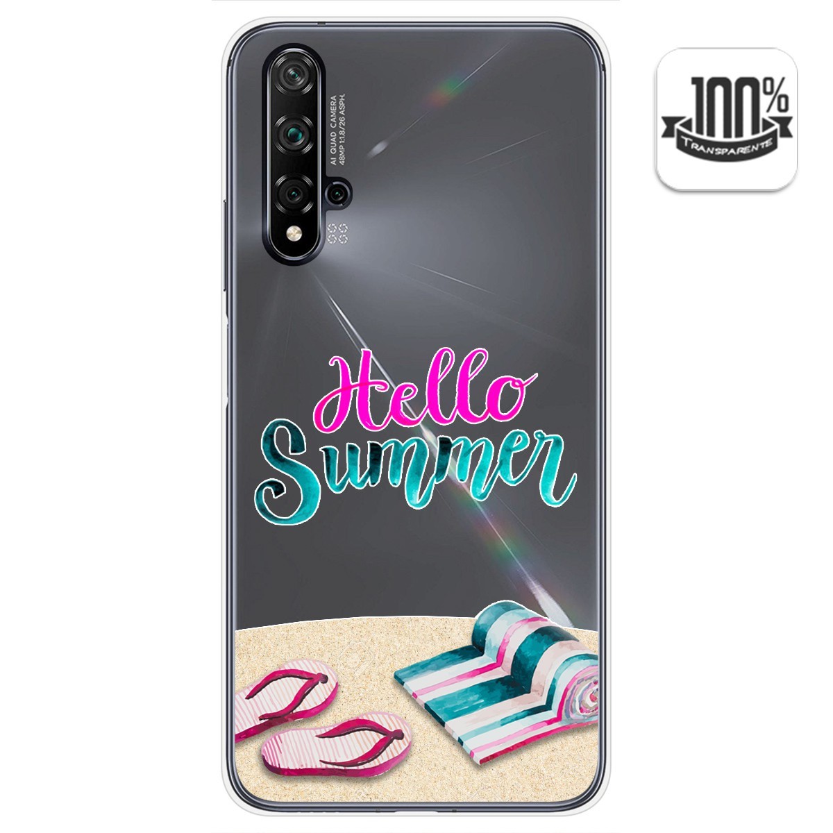 Tumundosmartphone Funda Gel Transparente para Huawei Nova 5T / Honor 20 diseño Summer Dibujos