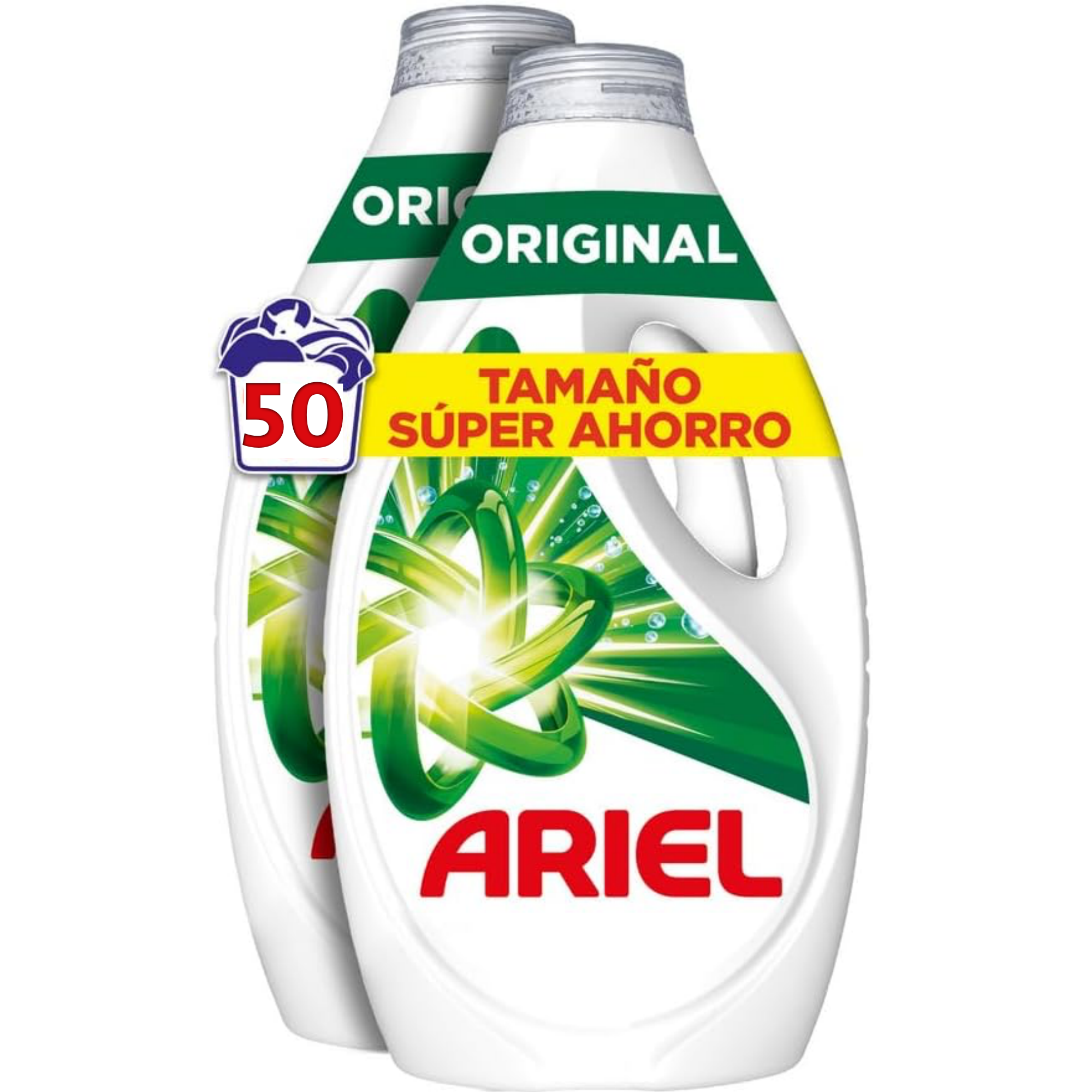 Ariel Detergente Liquido Lavadora - 50 Lavados (2 botellas x 25) - ORIGINAL -  Ariel Detergente Liquido ORIGINAL