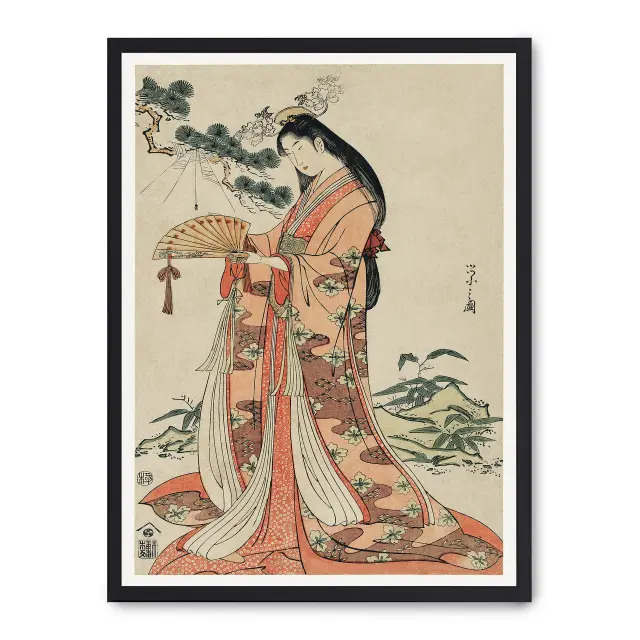 Cuadro japanese beauty 30x40cm, Póster impreso en papel de primera calidad de 180gr, montado sobre marco de madera MDF acabado en negro., Arte - Japonés