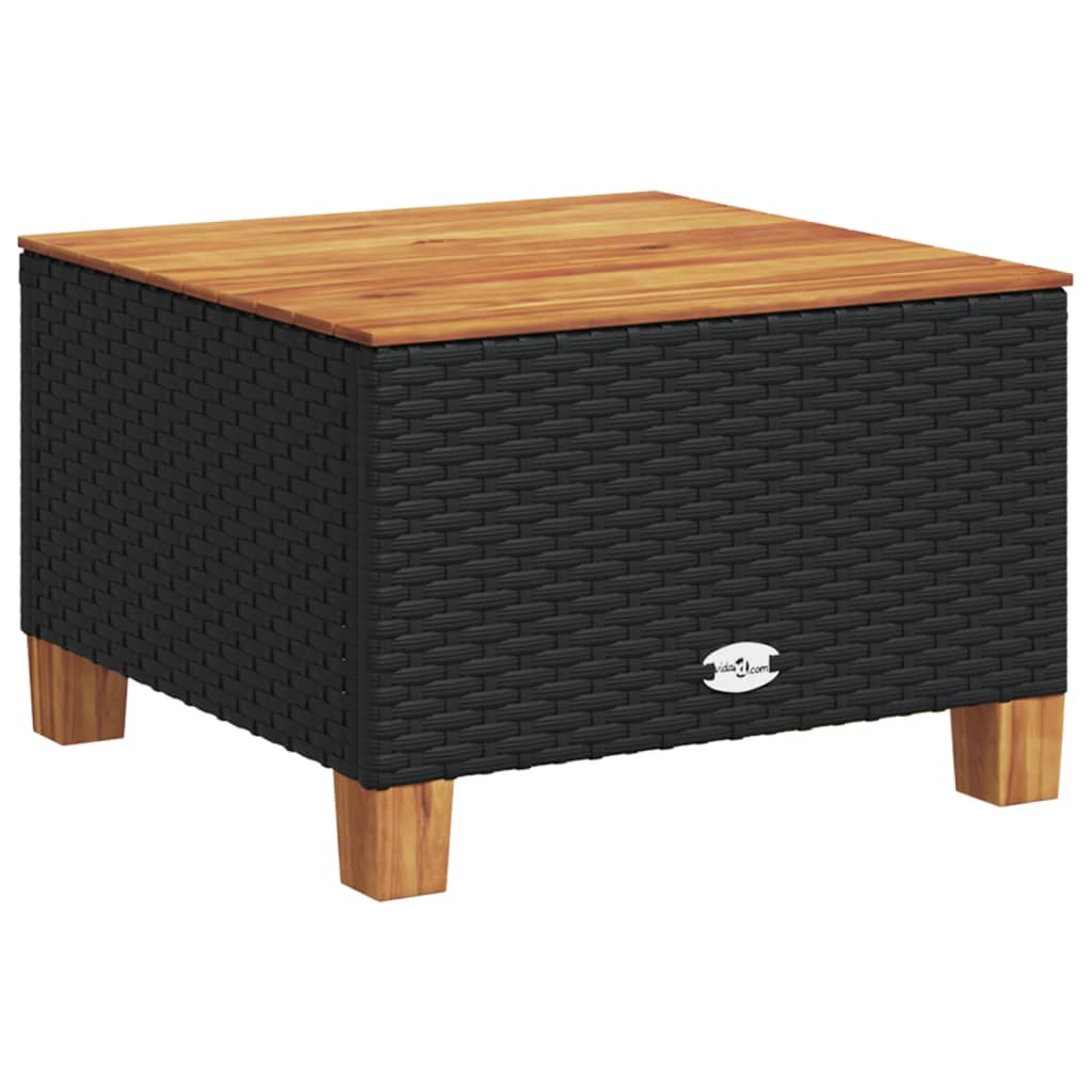 vidaXL Mesa de jardín ratán PE y madera acacia negro 55x55x36 cm