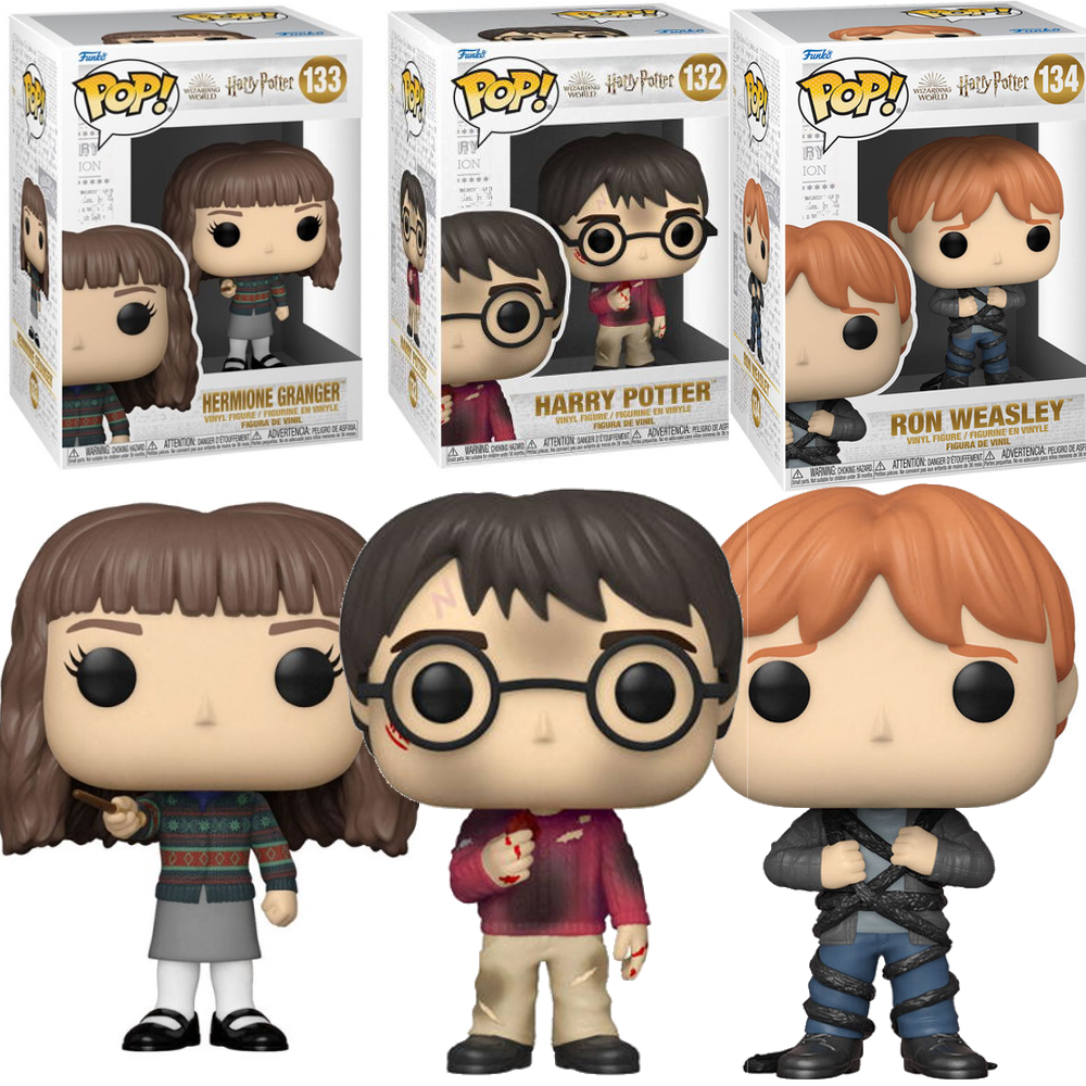 Funko PAck 3 figuras Harry Potter ROn Weasley 132 133 134 Hermione Granger ROn Weasley Devil Devil Snare Stone Piedra Filosofal VArita