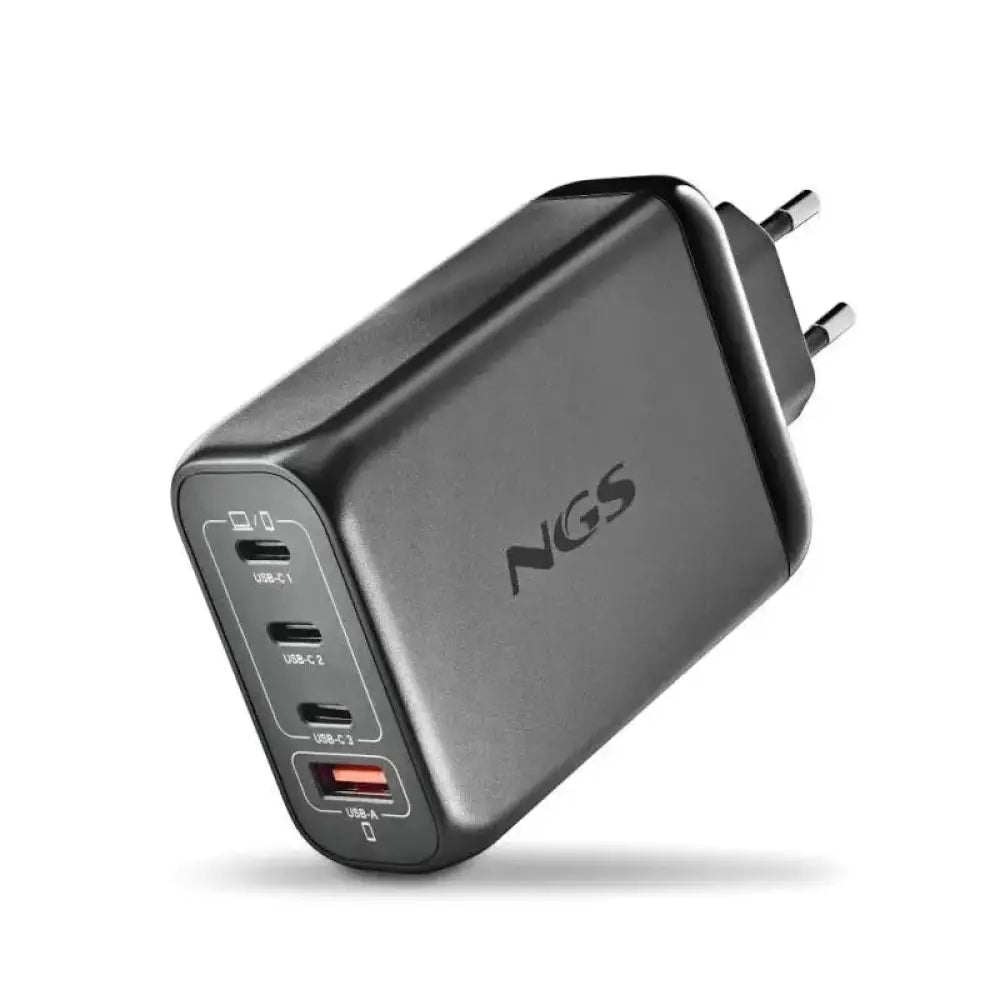 NGS BUD140W Cargador GaN Ultrarrápido de 140W con 3x USB-C (PD3.1/PPS) + 1x USB-A QC3.0 Negro