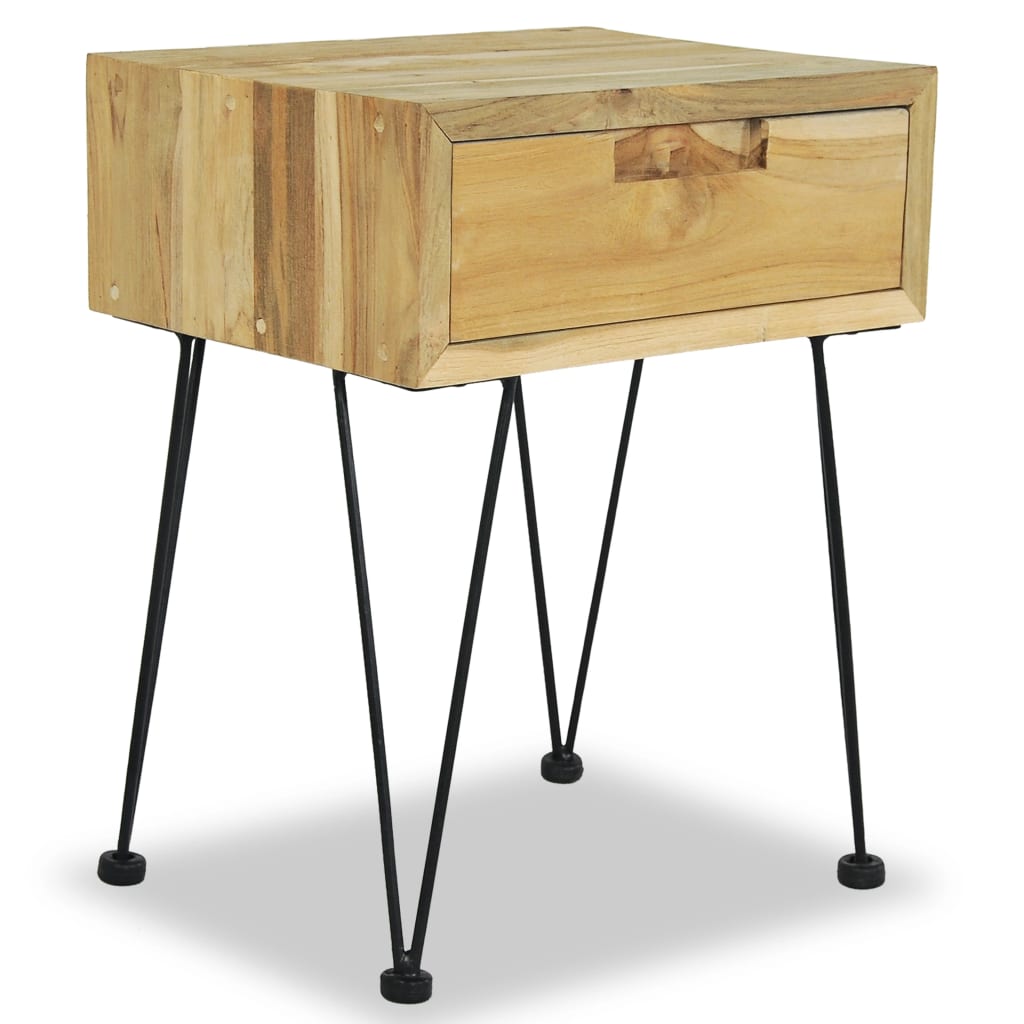 Vidaxl Mesita de Noche de Teca Maciza 40x30x50 Cm