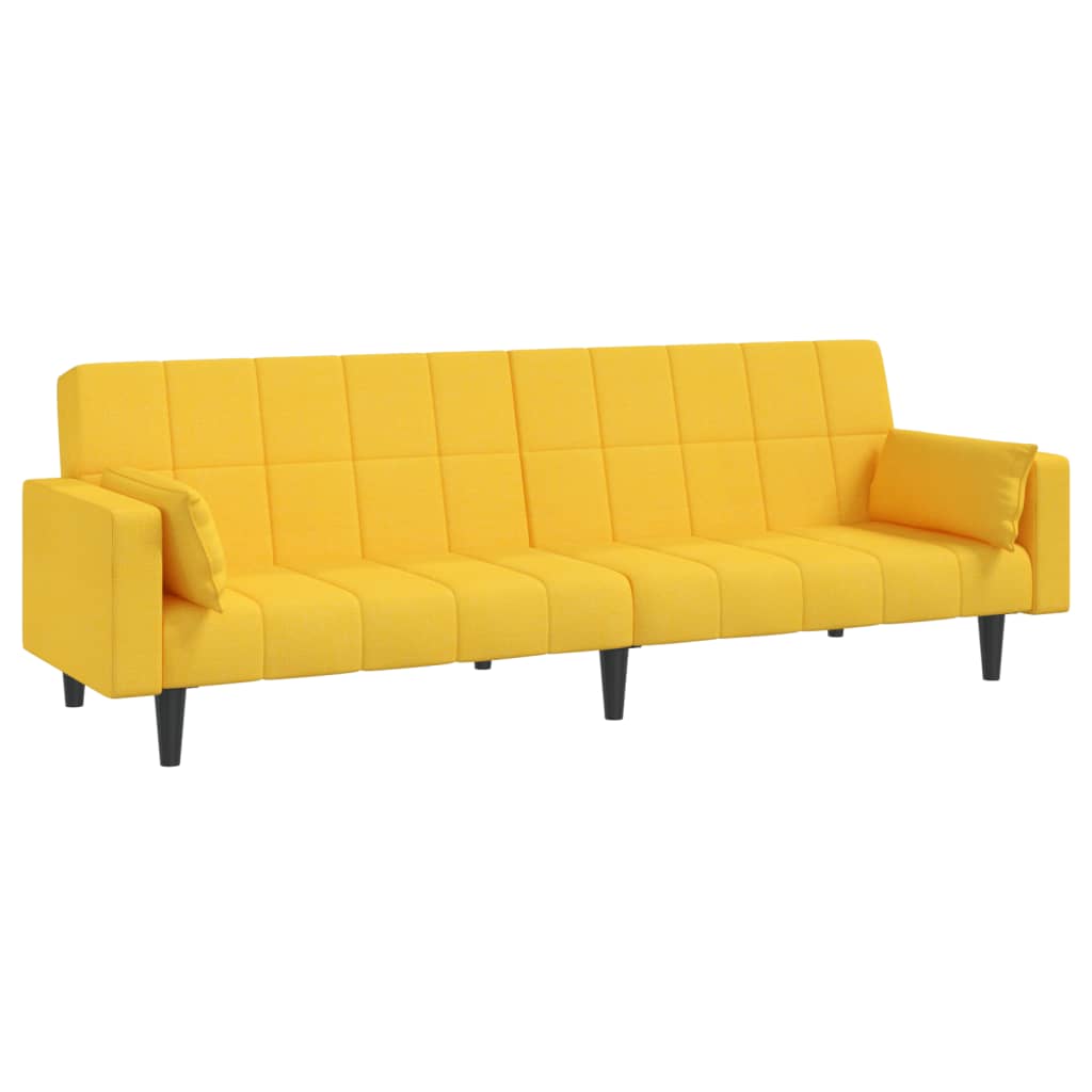 vidaXL Sofá cama de 2 plazas con dos almohadas tela color amarillo