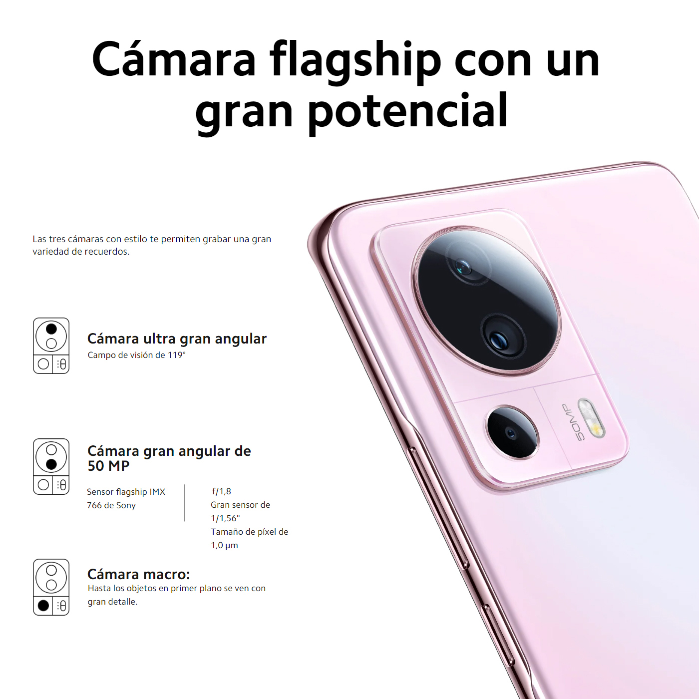 Xiaomi 13 Lite - Smartphone de 8+256GB, Pantalla de 6,55 AMOLED 120Hz,  Snapdragon 7 Gen 1, Triple cámara de 48MP, 4500 mAh, Negro : :  Electrónica