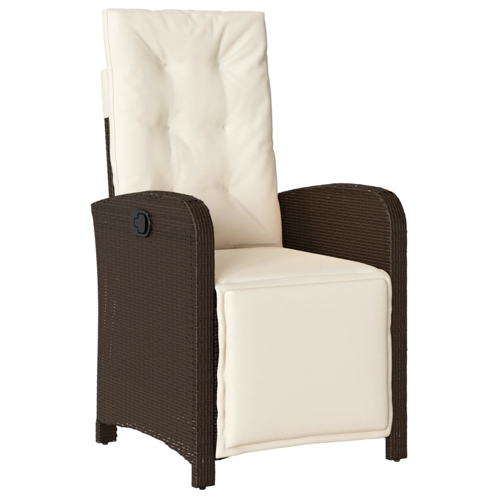 vidaXL Sillón reclinable de jardín con reposapiés ratán PE marrón