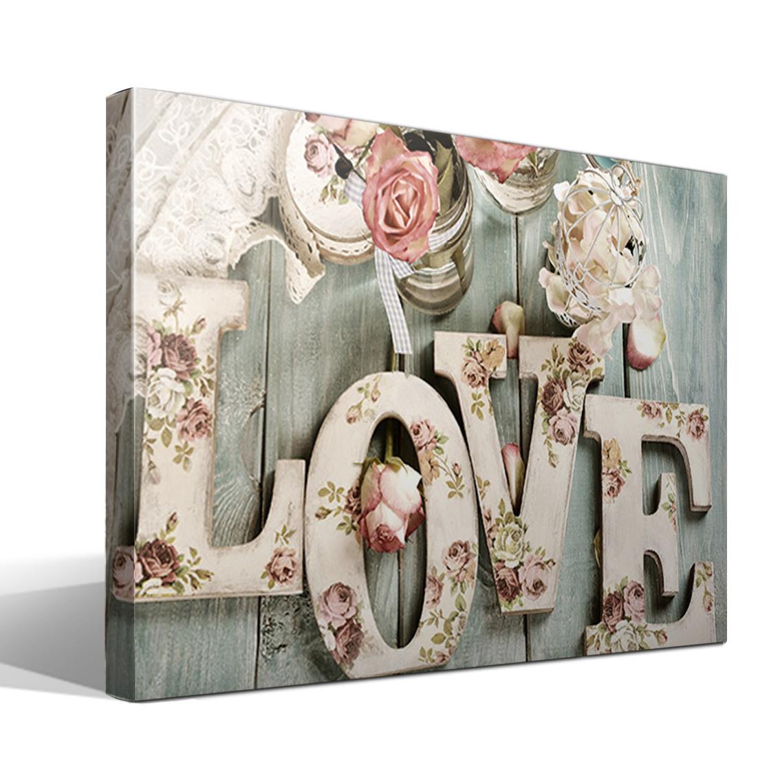 Cuadro Canvas Love Estilo Vintage en Lienzo de Algodón 100% - Fabricado en España