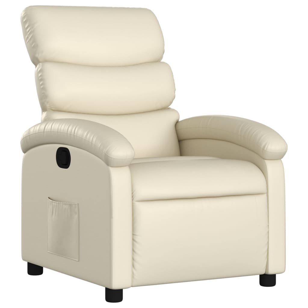 vidaXL Sillón reclinable de piel sintética color crema