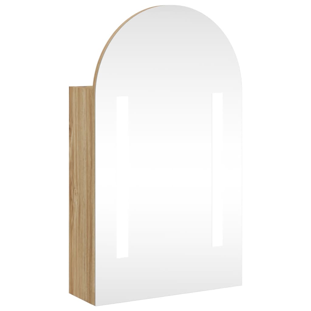 vidaXL Mueble de baño con espejo arqueado y luz LED 42x13x70 cm en color Negro/Gris/Roble y más | almacenamiento funcional diseño moderno para baño dormitorio sala