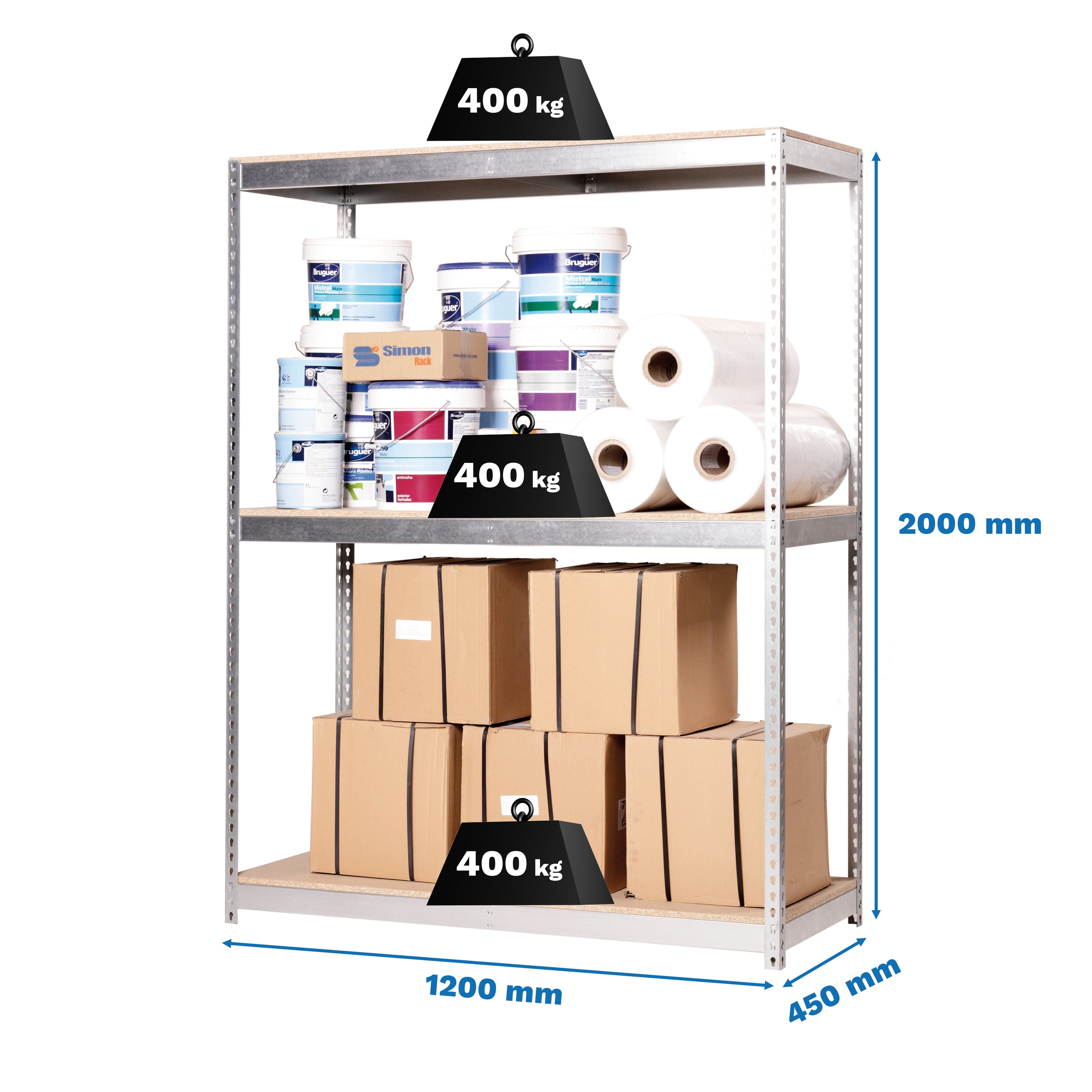 Estantería SIMONRACK Ecoforte 1204-3 chipboard galva/madera