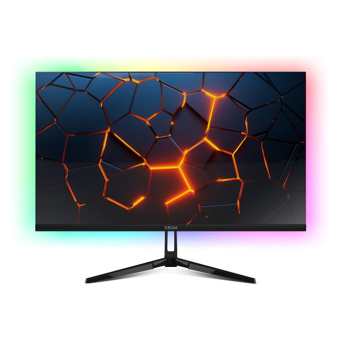KROM Kertz 27" – Monitor Gaming RGB IPS 200Hz, 1ms, Full HD (1920x1080), HDR, Compatible AMD FreeSync y NVIDIA G-Sync, Low Blue Light y Flicker Free, VESA 75x75 – Negro