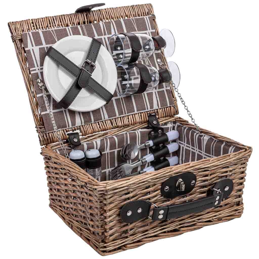 Wonderlust Deco - Cesta de picnic 2 servicios marrón 34x25.5x16h cm Marrón 34x25.5x16h cm